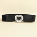 Cintura elastica con fibbia a cuore e strass per abiti eleganti e look alla moda - Cuore Nero