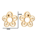 Detail view of 8mm gold hollow flower stud earrings with precise size measurements - 308 Flower / Gold