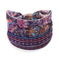 Bohemian paisley print elastic headband with vibrant purple and orange patterns - Style 81