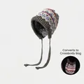 Winter knitted earflap hat with bear pattern convertible into a crossbody bag - Pattern Bag Hat-Khaki