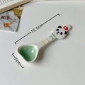 Cute panda ceramic spoon with hand-painted fruit patterns and 15.5cm length detail - Panda-Long Handle Spoon