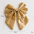 Golden sequin Christmas bow decoration 28cm x 20cm sparkling tree hanging ornament - Large Gold