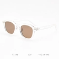 Detalle de gafas de sol polarizadas TR90 T7243 con especificaciones de talla 49-24-148 - Montura Blanco Transparente Lente Gris Té