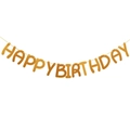Golden Happy Birthday banner with elegant cursive lettering for party wall decoration - Ins Style Orange Birthday Banner