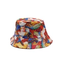 Tie-dye canvas bucket hat with abstract oil painting print for outdoor sun protection - Abstract Oil Painting Color Block Style (04)