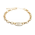Bracciale a catena spessa dorata regolabile con ciondolo a lucchetto a cuore e zirconi - Lucchetto a Cuore