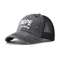 Cappello NOPE grigio scuro lavato con rete nera e ricamo bianco in stile vintage - Regolabile / Nero