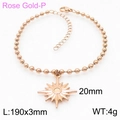 Rose gold stainless steel beaded star bracelet with sunburst pendant and lobster clasp - Rose Gold Bracelet (KB167238-Z)