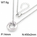 Collana esagonale cava argentata con cristalli e catena a O da 450mm per donne - Color Acciaio (KN286218-K)