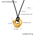 Collar de cordón de cuero negro ajustable con colgante curvo de acero bañado en oro de 18k - Dorado