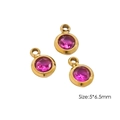 Goldene 5mm Edelstahl Anhänger mit rosaroten Zirkonia Steinen für DIY Schmuckherstellung - Rosarot