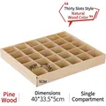 30-grid pine wood organizer tray for tabletop storage with 40x33.5x5cm dimensions - Natural 30 Grids