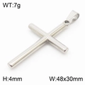 Colgante de cruz de acero inoxidable plateado pulido, medida 48x30mm y especificación 7g - Plata Sin Cadena (KP41379-Z)