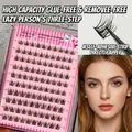 Self-adhesive cluster false eyelashes set with 10mm to 12mm natural wispy fishtail lash extensions - 10 Rows Glue-free Trilogy MJS01