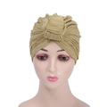 Turbante de punto acanalado caqui hecho a mano con nudo elegante para calidez invernal - A24 A23 / Caqui