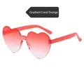 Frameless heart-shaped sunglasses with stylish gradient coral orange lenses - Gradient Coral Orange