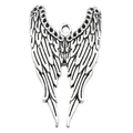 Silver zinc alloy angel wings pendant featuring detailed feather texture and polished finish - Wings (B369)