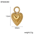 Macro shot of a golden heart pendant with textured edges and precise dimensions - BP48463B0-Textured Small Heart