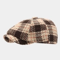 Vintage wollen newsboy pet met ruitpatroon in bruin en beige voor herfst en winter - M (56-58cm) / Khaki Bruin Geruit