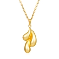 Macro shot of polished gold water drop pendant necklace with smooth metallic texture - Triple Water Drop Pendant Gold (MS-542)