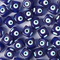 Bulk deep blue resin square evil eye spacer beads for DIY handmade jewelry crafts - Blue