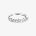 Elegant S925 sterling silver ring with five pear-cut zircons in a minimalist style - US 6 / 349-5-Stone Pear Cut / Silver