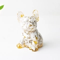 French Bulldog figurine with white natural crystal stone and gold foil resin - Howlite