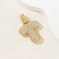 Gold plated letter T pendant necklace with sparkling cubic zirconia pavé stones - Letter T