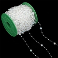 Iridescent transparent acrylic bead chain roll on a green spool for DIY wedding decor - Bulk Round 8mm/3mm AB Color 60m/Roll