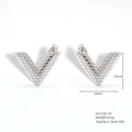 Silver V-shaped stainless steel stud earrings with honeycomb textured finish - Honeycomb V-Shape