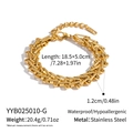 Vista dettagliata del bracciale a maglie in acciaio dorato con dimensioni e specifiche - Bracciale Oro (YYB025010-G)