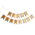 Vintage kraft paper Happy Birthday banner with gold letters for party wall decoration - Kraft Paper Gold Foil Fishtail