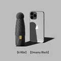 Mini phantom black capsule umbrella with 6 ribs showing compact size next to phone - 6 Ribs / Dream Black