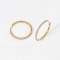 Gold plated stainless steel hoop earrings with sparkling cubic zirconia pavé details - 1.6*16mm Gold (Pair)