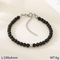 Tiger eye and lava stone beaded bracelet with 4mm black beads and silver lobster clasp - Style 4 Steel Color Black Lava Stone (KB207126-Z)