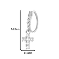Silver-toned nose ring with sparkling cubic zirconia cross pendant 1.68cm length - Style 4-Cross Dangle (HSPJ0164) / Silver