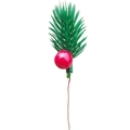 Detail von künstlicher Tannennadel mit roter Beere für DIY Weihnachtsdekorationen - 4cm Tannennadel Mit 1 Beere