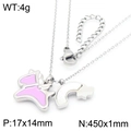 Cartoon unicorn pegasus stainless steel necklace with pink bow and white rainbow pendants - Steel Color Butterfly Rainbow (KN290920-GC)
