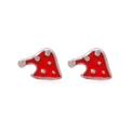 Cute red mushroom stud earrings with enamel finish for Christmas jewelry gifts - Christmas Hat 4