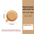 Natural round wood coaster with handle, minimalist heat resistant non-slip mat - Round Beech Coaster with Handle (No Logo)