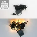 5M 50 LED warmweiße Rundbirnen-Lichterkette mit schwarzem Kabel und EU-Stecker Dekoration - 5M-50 LEDs-Kein Endstecker / Warmweiß (Grüner Draht)