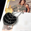 Mini heart-shaped crossbody bag in black with silver rhinestones and metal chain strap - Heart Black Waterdrop Style