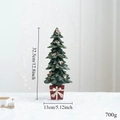 Boîte à musique sapin de Noël en résine verte avec socle cadeau rouge et étoile - Sapin de Noël Moyen 32.5cm