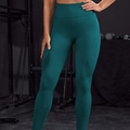 Pantaloni da yoga a vita alta senza cuciture verde scuro con dettagli modellanti - S / Verde Scuro
