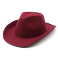Close-up of wine red wool felt cowboy hat showing the reinforced stitched brim detail - M (56-58cm) / Burgundy