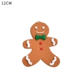 12cm gingerbread man Christmas ornament with green bowtie and white wave detailing - 12CM Small Gingerbread Man with Green Bowtie