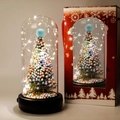 Christmas tree glass dome with LED lights and festive red gift box packaging - Window Box + Macarons + Christmas Tree