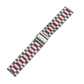 Three-bead stainless steel watch band in two-tone silver and rose gold finish - 22mm / Silver Pink Gold Two-Tone