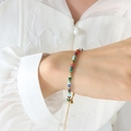 Handgemaakte hiphop armband met kleurrijke natuursteen kralen en metalen ketting - Kleurrijke Armband (18+5cm)
