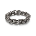 Bracciale da uomo vintage in acciaio inossidabile con motivi a nuvole e finitura in argento - 20.5CM / Stile con Motivo a Volute (KB118462-BDJX)